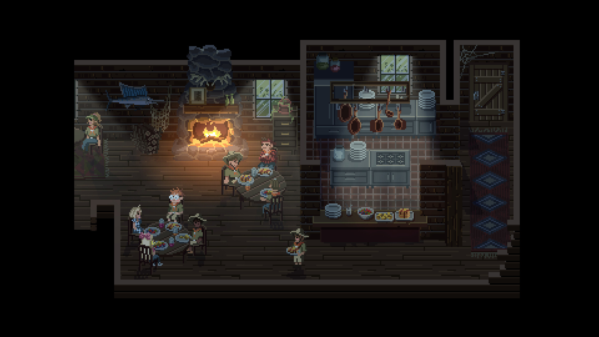 Cabin interior with the crew, official screenshot